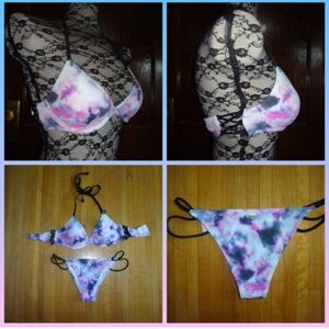 PINK Victoria's Secret swimsuit tie dye itsy bikini bottom Push up underwire top